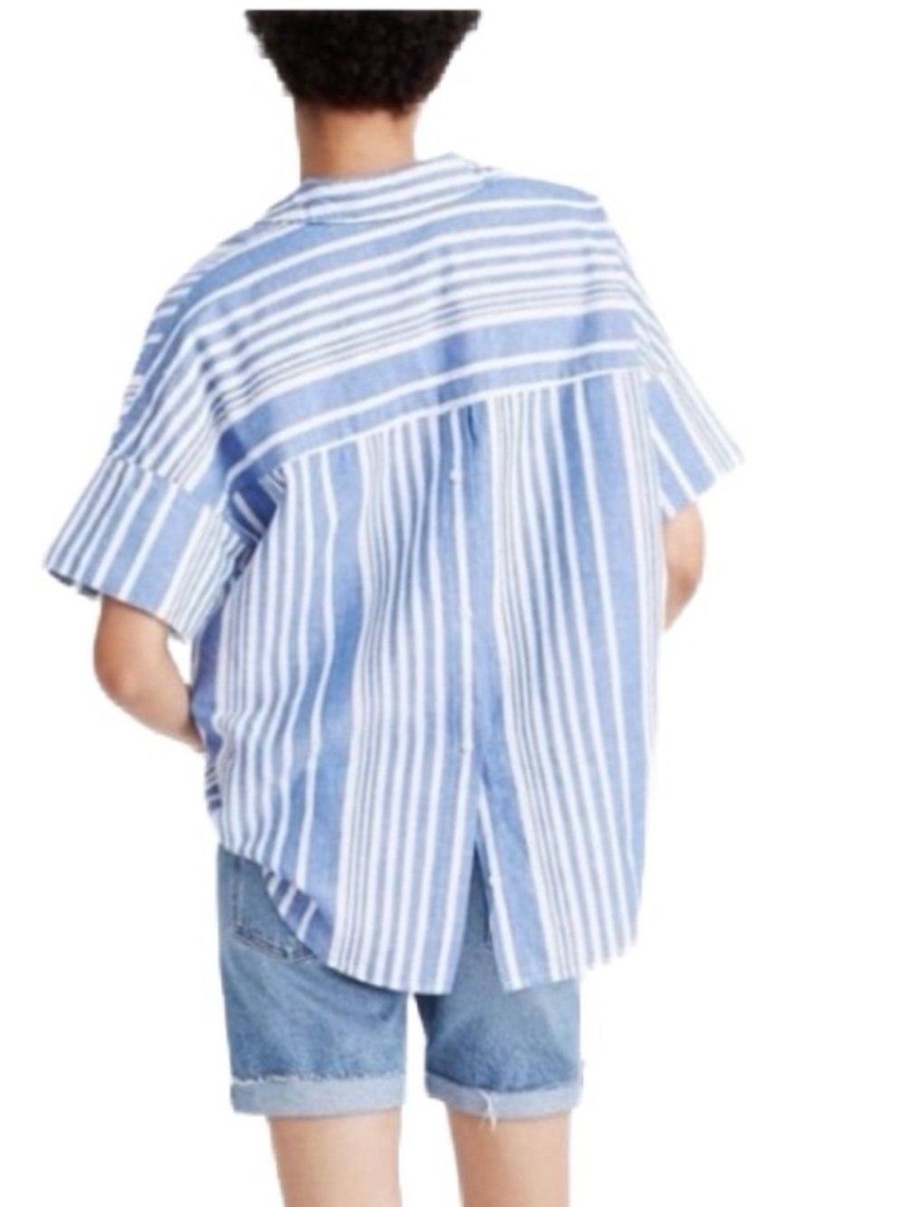 Madewell Blue and White Linen Cotton Shirt Size XS